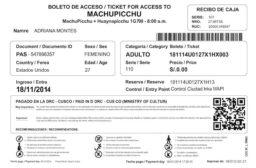 Machu Pichhu ticket | Qoricancha Expeditions