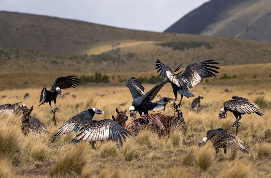 Andean Condor feeding on dead Llama | Qoricancha Expeditions