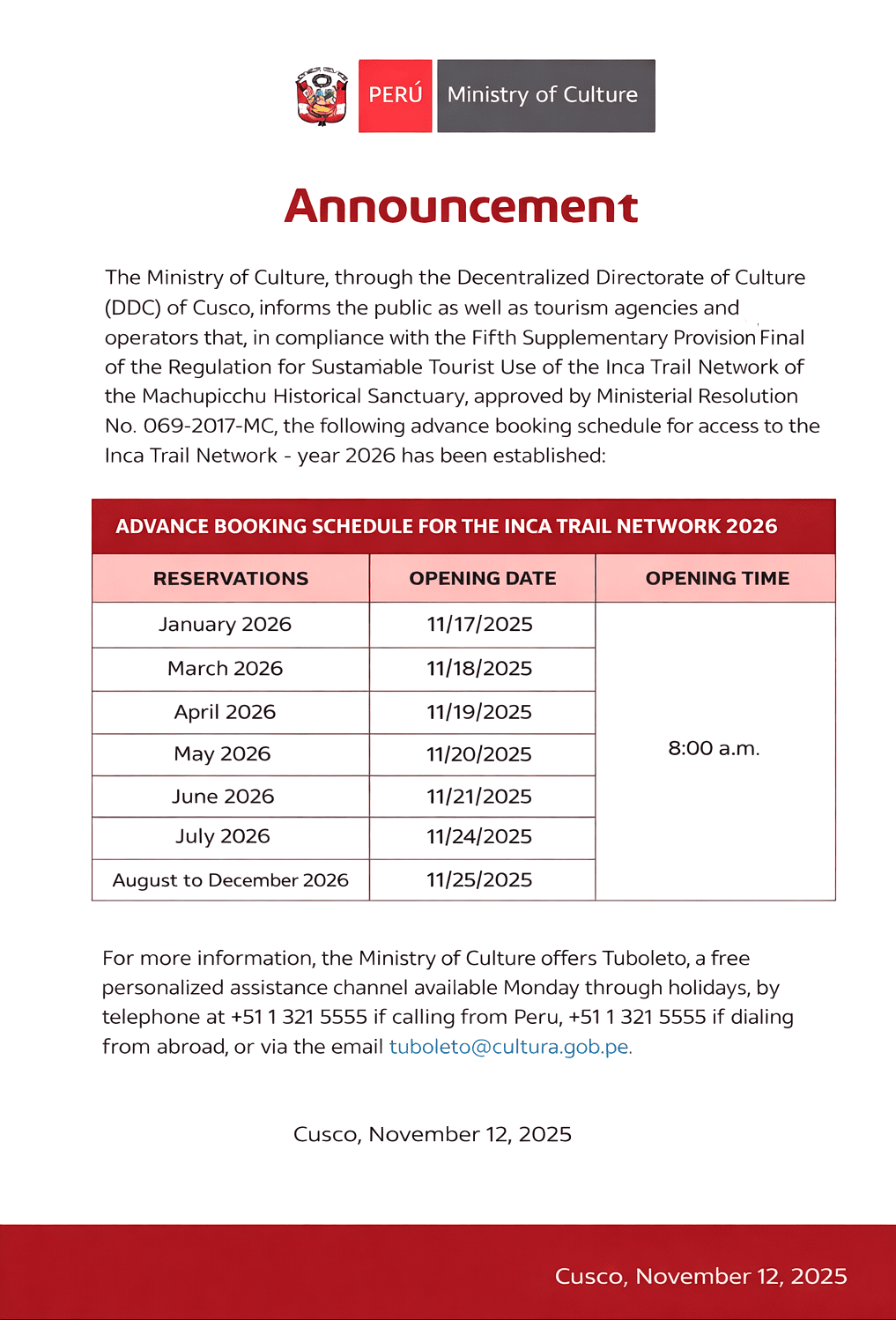 Inca Trail permits 2026 Announcement | Qoricancha Expeditions