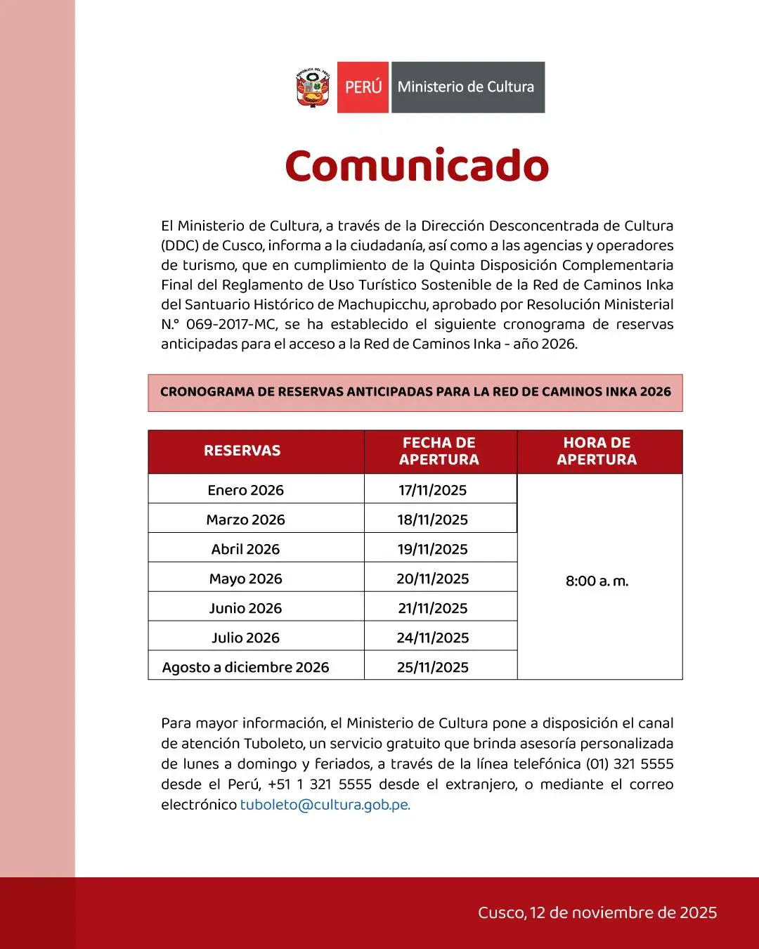 Official Accouncement for Inca Trail permits 2026- Qoricancha Expeditions