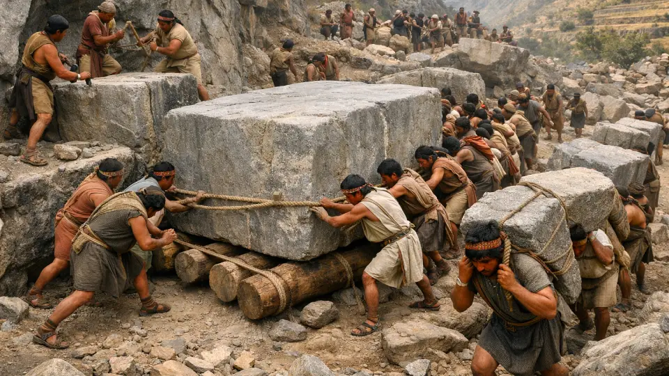 Traslado de bloques de piedra