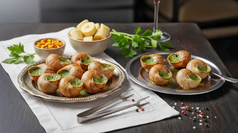 Exquisitos caracoles gigantes acompañados con plátano sancochado y ají charapa