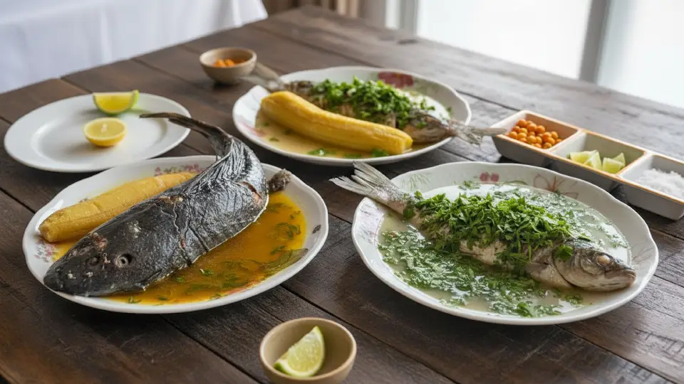 Platos apetecibles de timbuche en la selva peruana