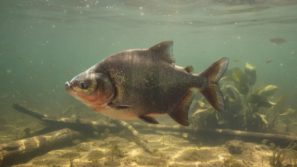 Pez gamitana dentro del rio amazonas