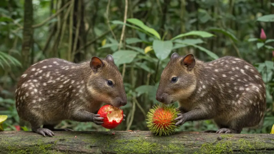 Picuro o majas comiendo fruta - animales de la selva peruana