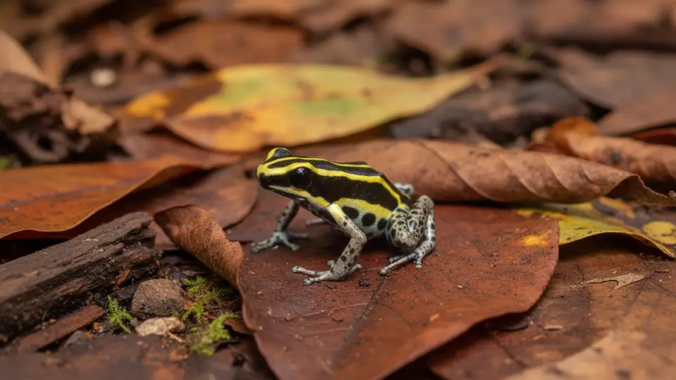 Rana Ranitomeya hwata en la selva del Perú 
