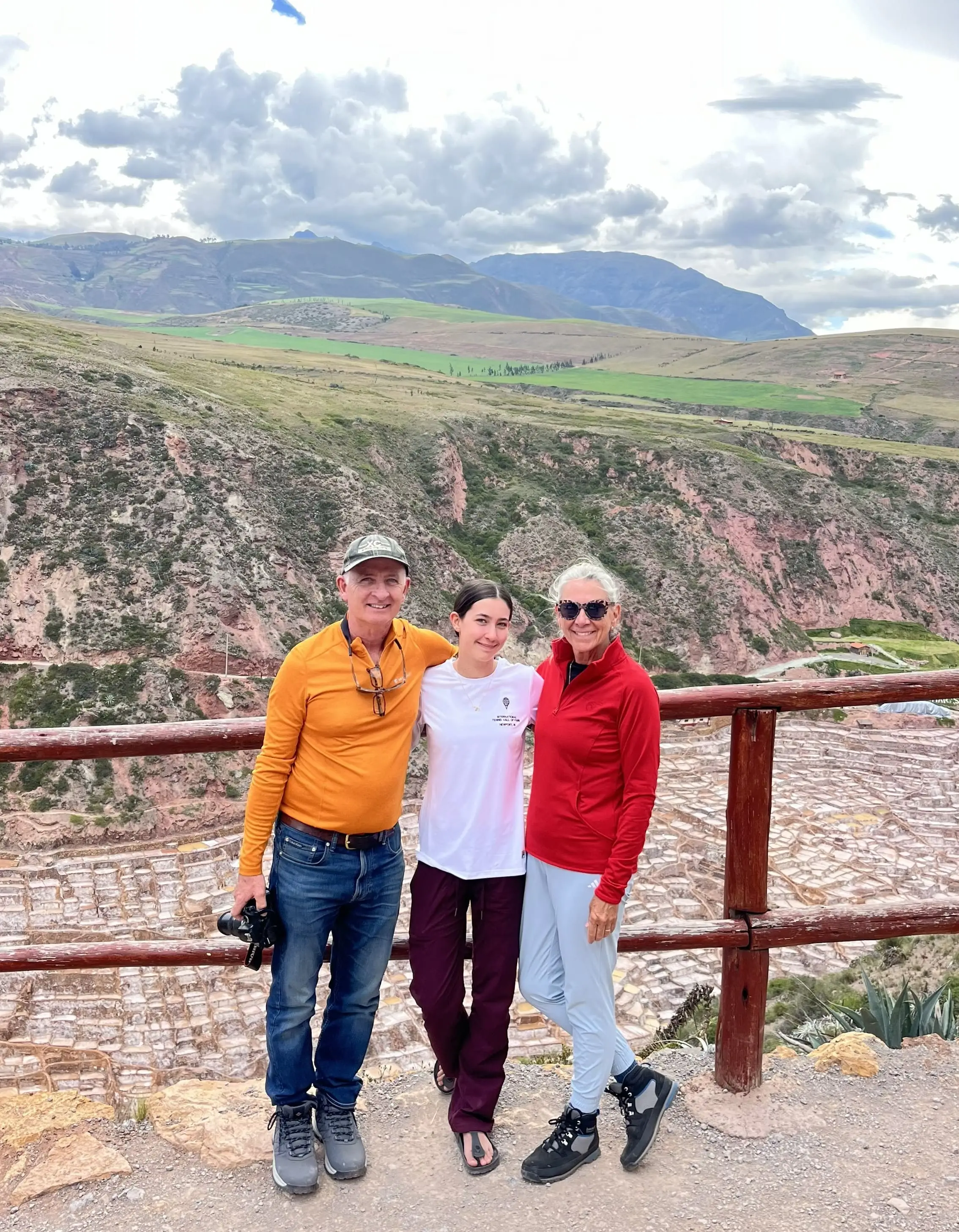 Our travelers exploring the famous Maras Salt Mines in Cusco
