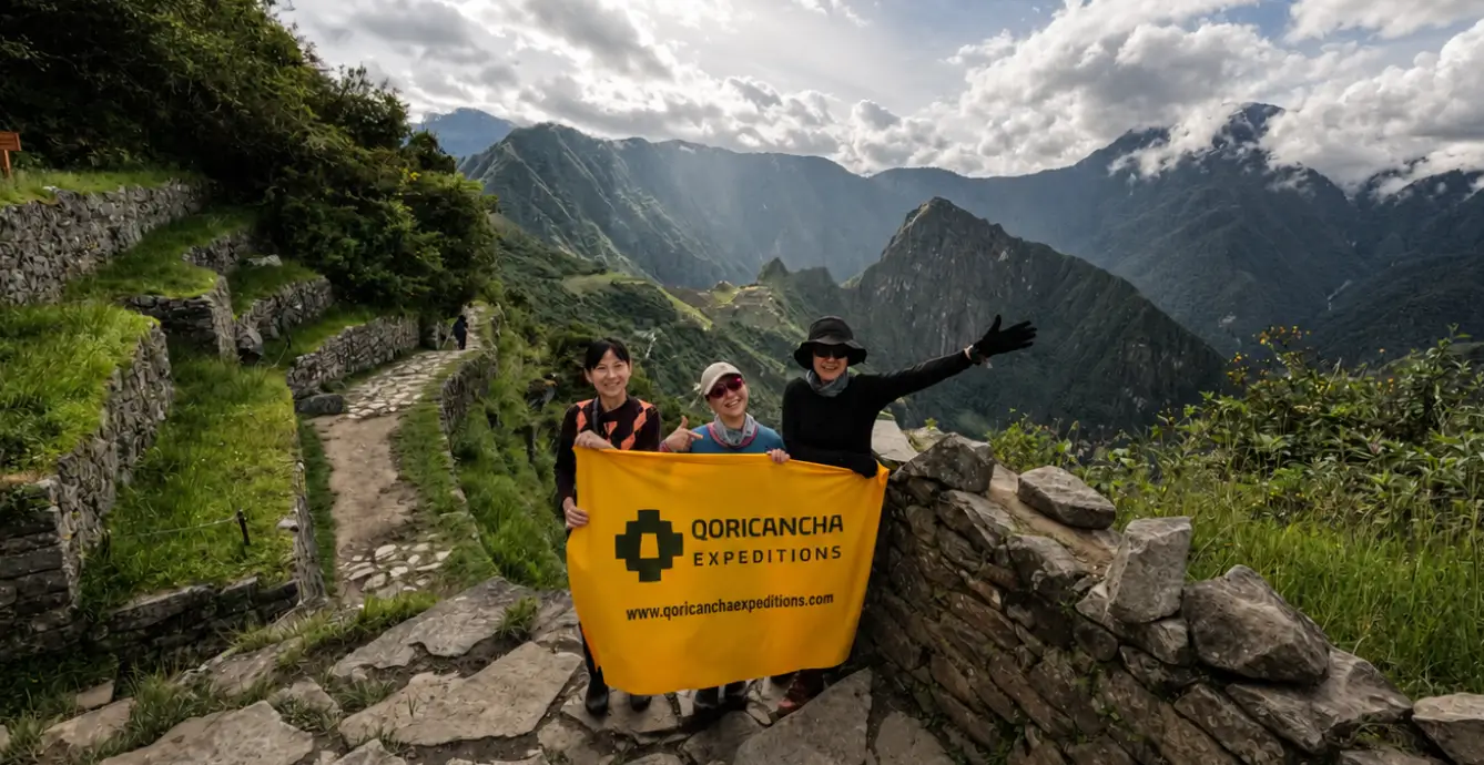 4-Day Inca Trail hikers enjoying a magical moment at the Sun Gate