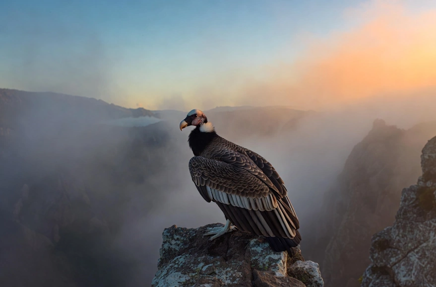 Condor de los andes encima de una piedra
