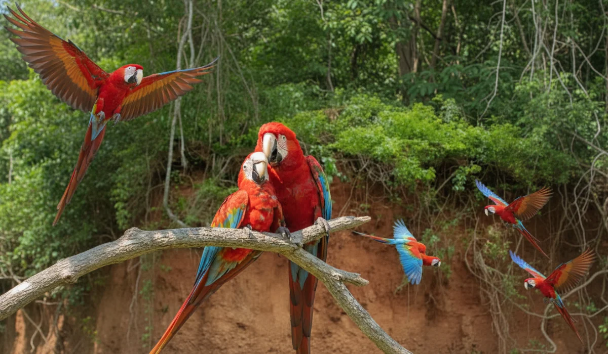 Guacamayo rojo y verde