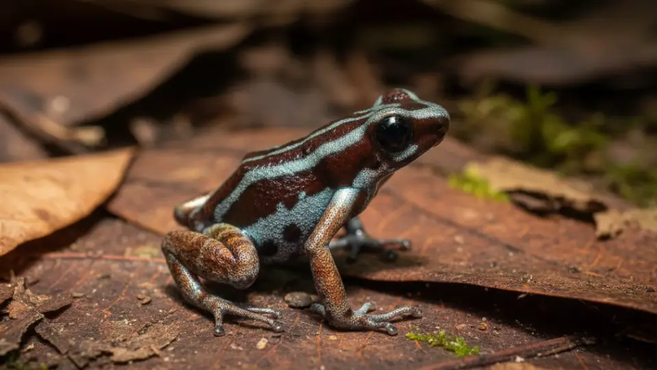 Rana de dardo azul en la amazonia peruana