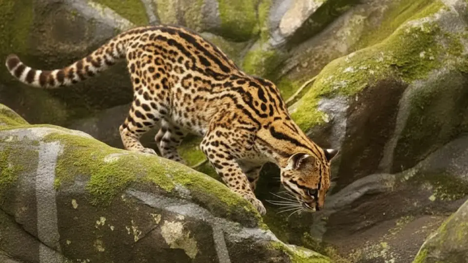 Tigrillo en su habitad - animal de la selva peruana