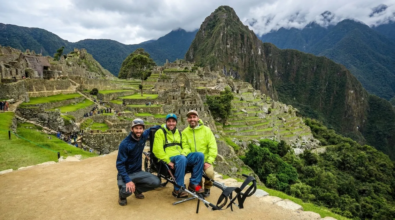 Group of tourists trekking through the sacred sites of Machu Picchu Circuit 3