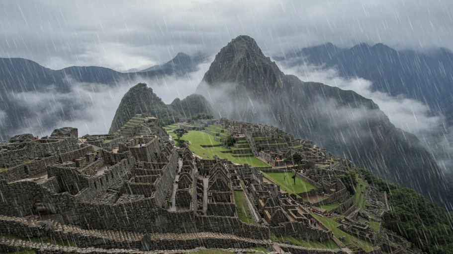 Rainy day in Machu Pichhu