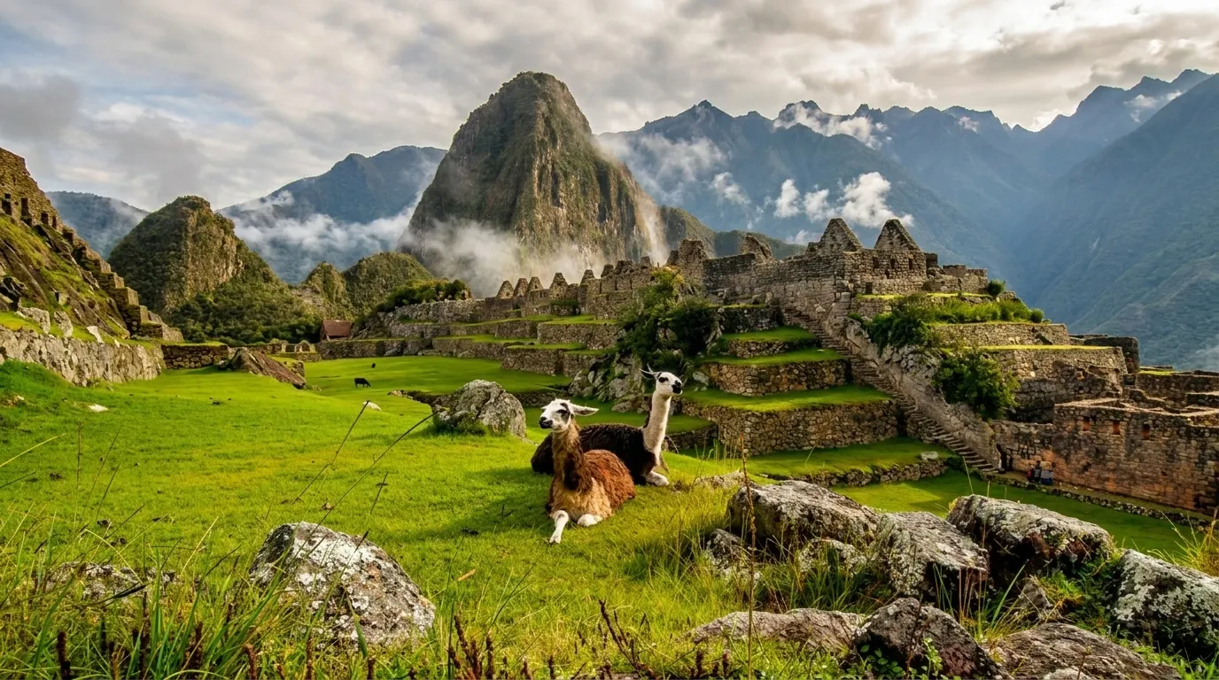 View of Huayna Picchu mountain from the lower sectors of Machu Picchu Circuit 3