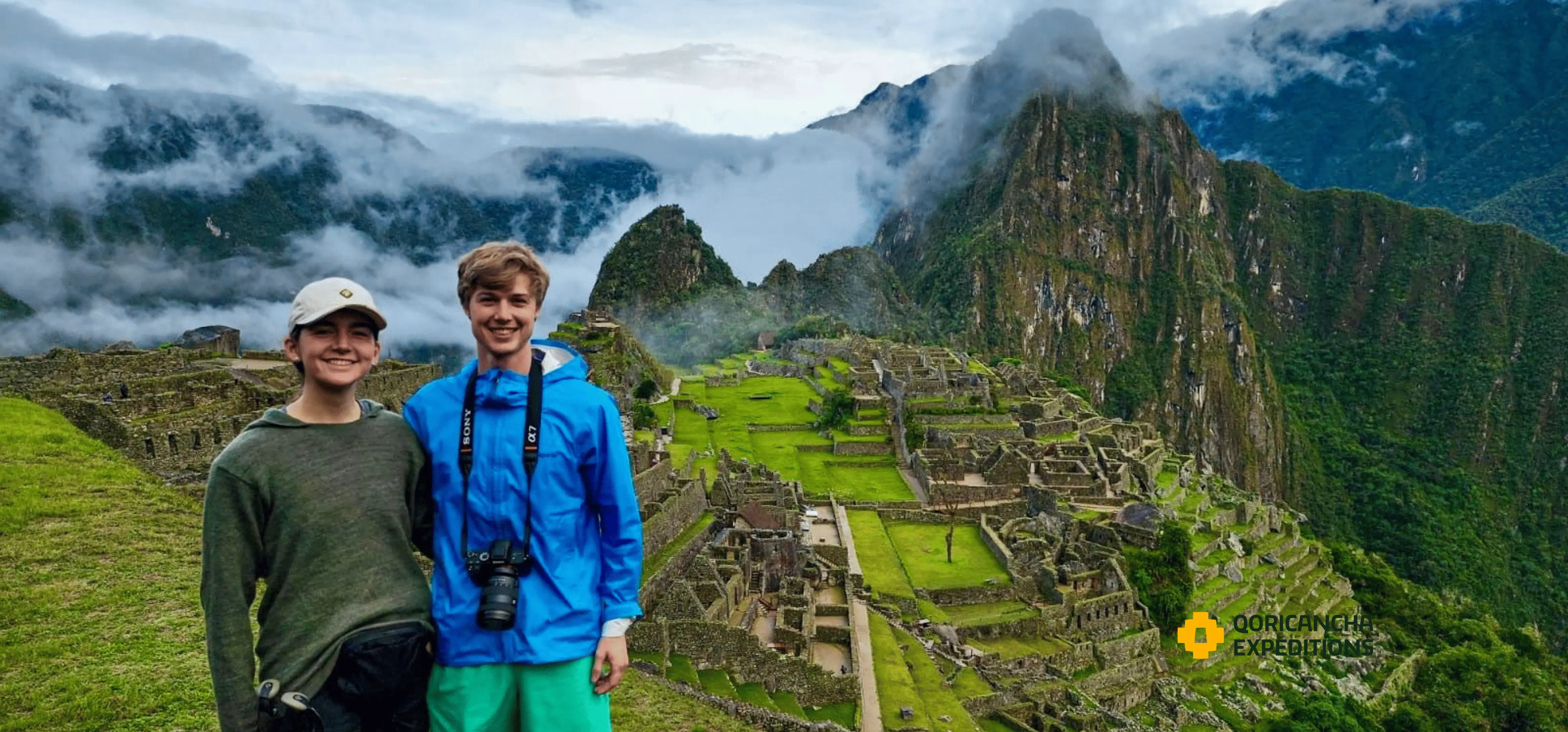 Hikers at Machu Picchu Circuit 3 after a guided luxury Inca Trail tour.