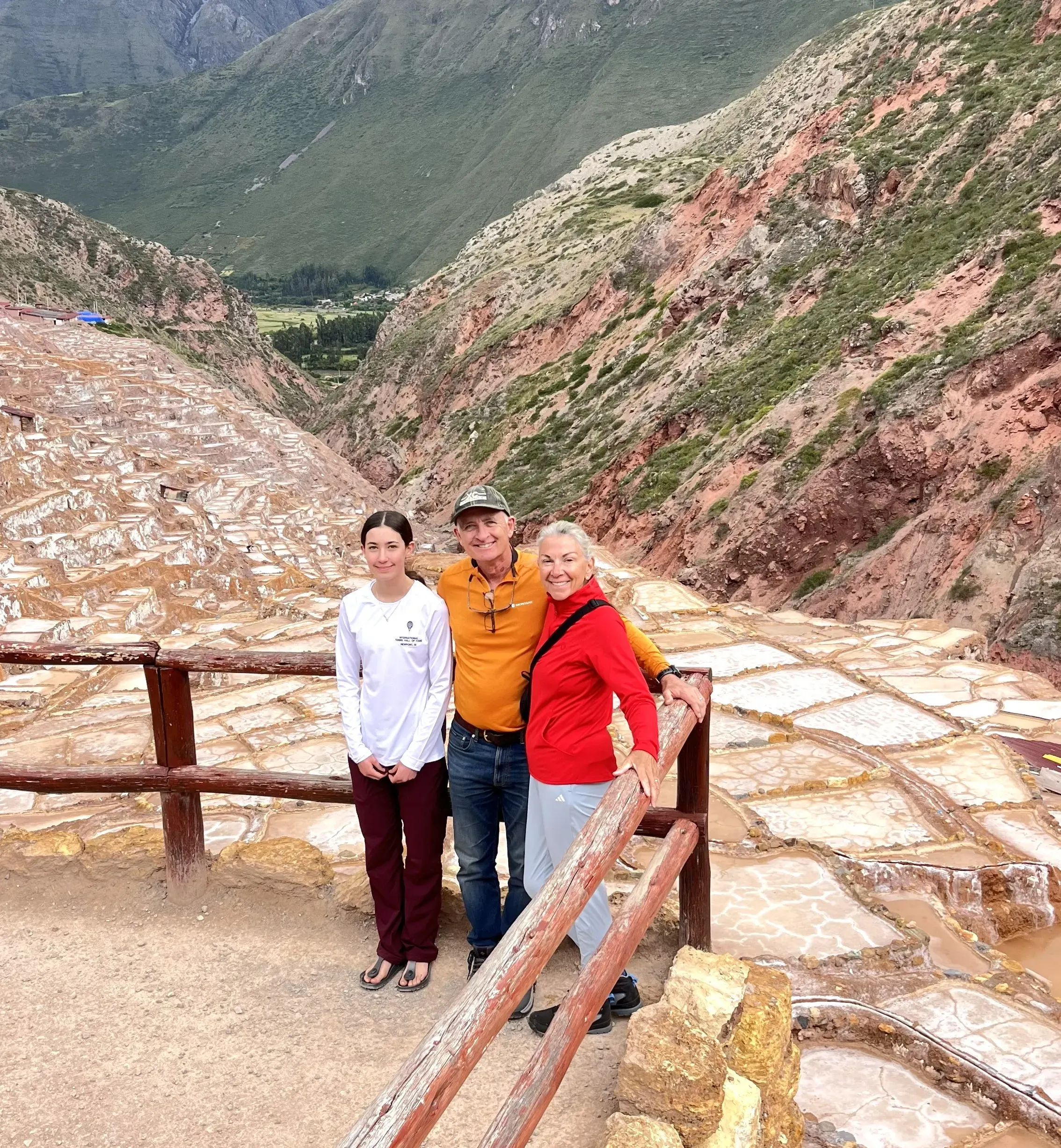 Our group at Salineras de Maras salt mines in the Sacred Valley