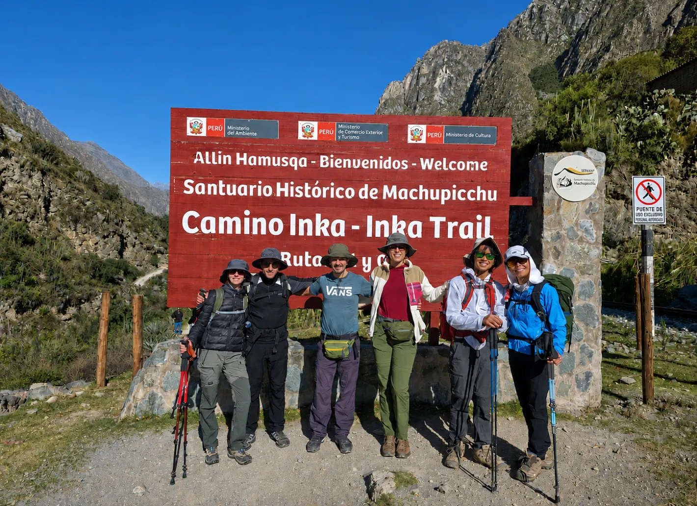 Our small group starting the Classic Inca Trail 4 Days at Km 82