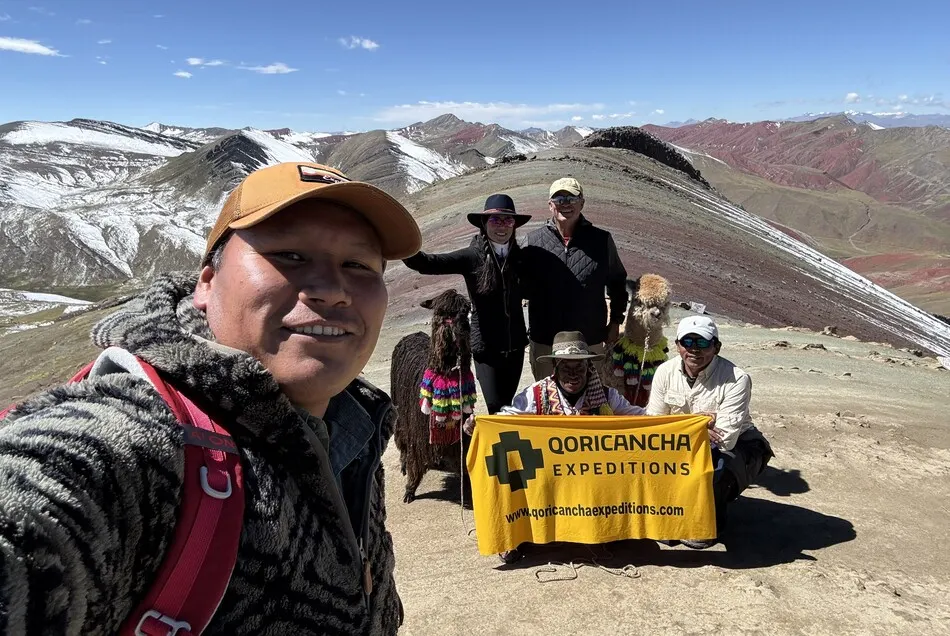 Our Group exploring the scenic Palcoyo Rainbow Mountain trail