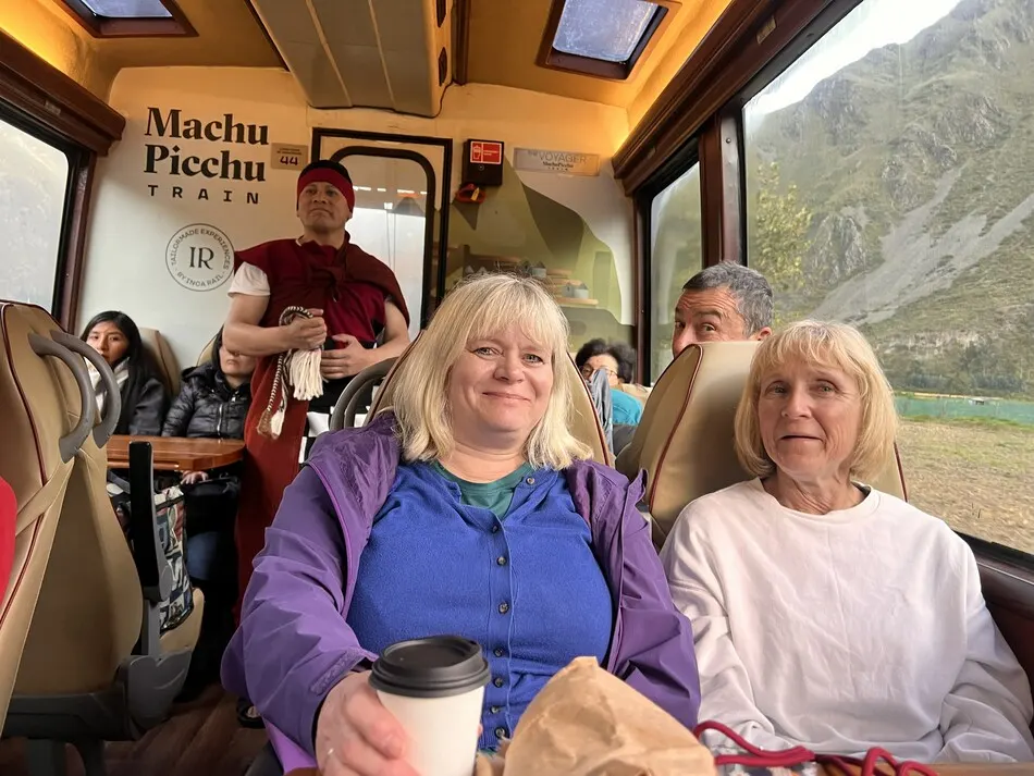 Our guests enjoying the scenic train journey to Machu Picchu